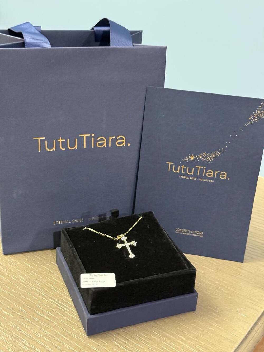 TutuTiara 925 Sterling Silver Cross Necklace CZ Dainty Pendant 15.7-17.7”